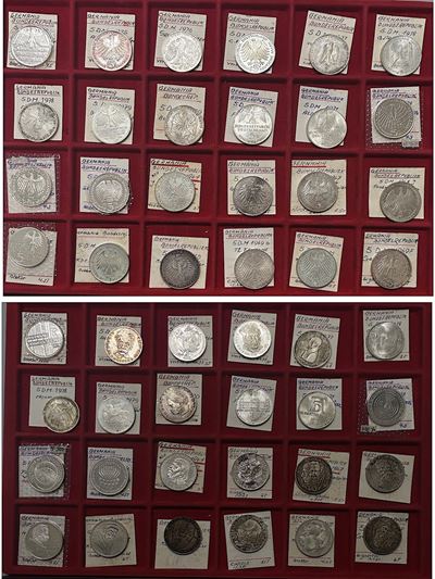 Germania federale, Lotto di ventiquattro monete commemorative da 5 marchi in argento