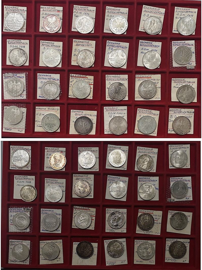 GERMANIA FEDERALE. Lotto di ventiquattro monete da cinque marchi commemorative in argento.  - Asta Numismatica Light - Cambi Casa d'Aste