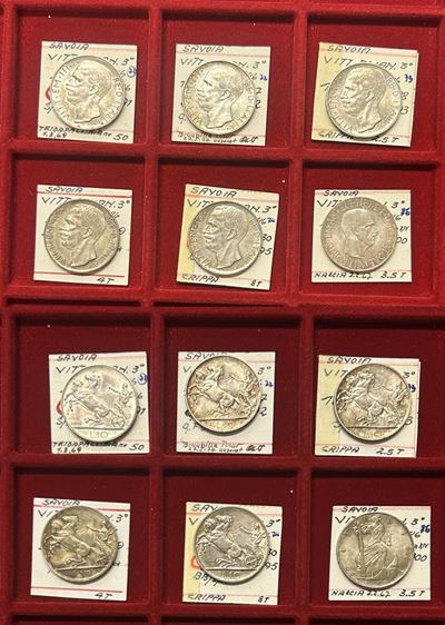 Vittorio Emanuele III, Regno d’Italia, Lotto di sei monete da 10 lire in argento (1926-1936)