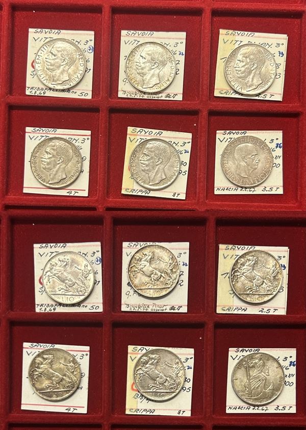 REGNO D’ITALIA. Vittorio Emanuele III (1900-1943). Lotto di sei monete in argento da dieci lire emesse dal 1926 al 1936.