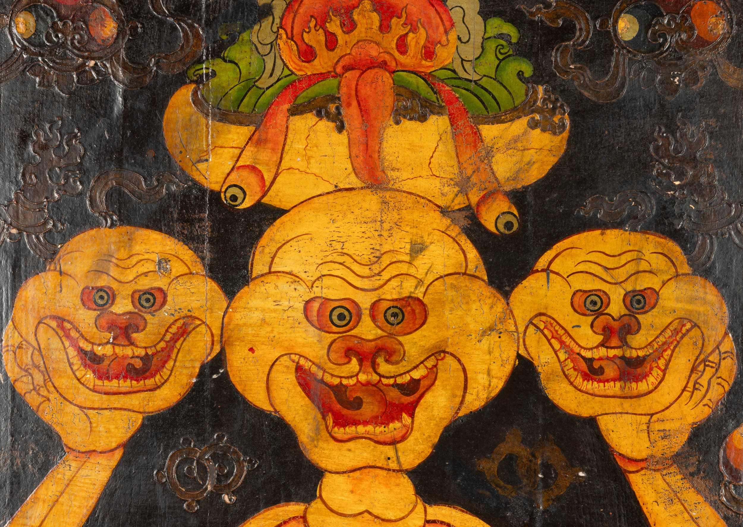 Cipitiati, Porta in legno raffigurante Citipati in ambito tibetano,  XIX secolo