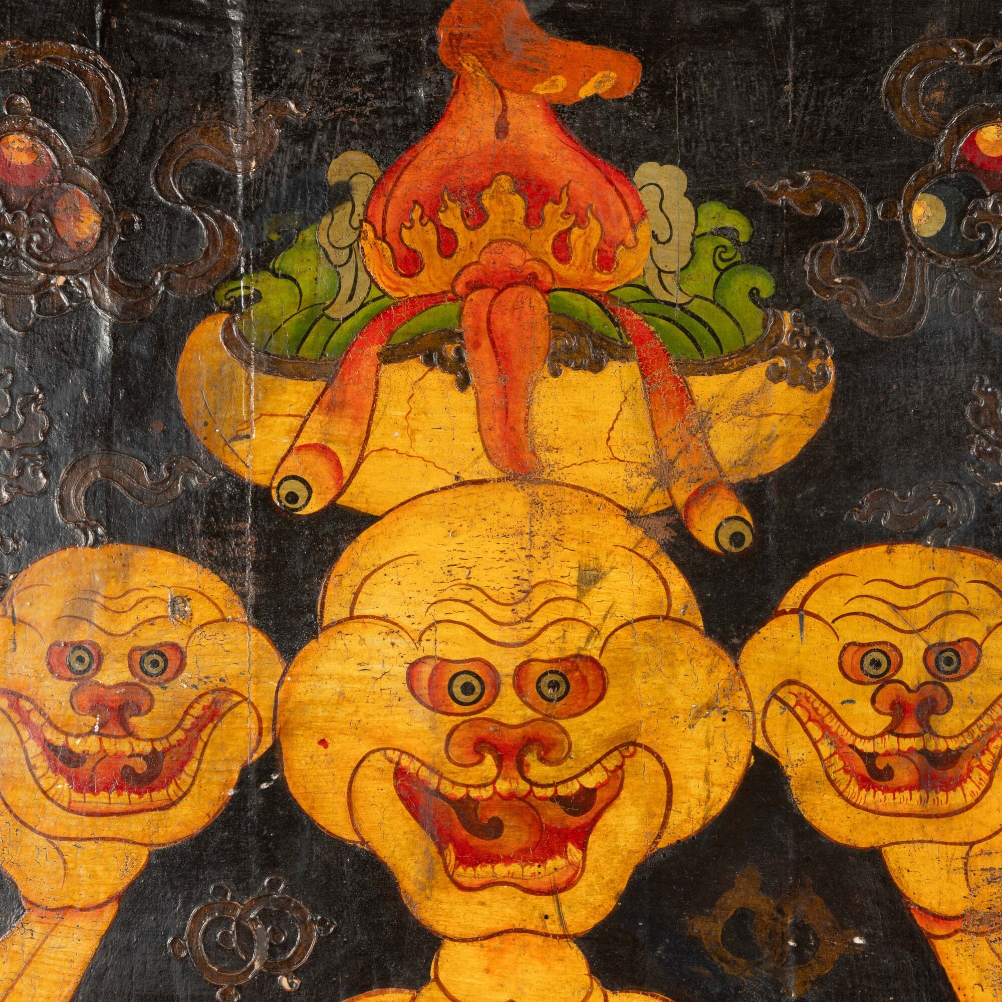 Cipitiati, Porta in legno raffigurante Citipati in ambito tibetano,  XIX secolo