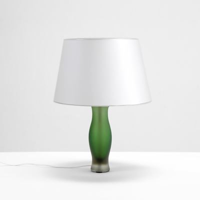 Lampada da tavolo in vetro sommerso satinato e ottone