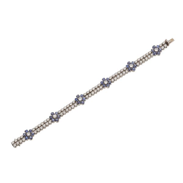 Bracciale con diamanti taglio brillante e zaffiri