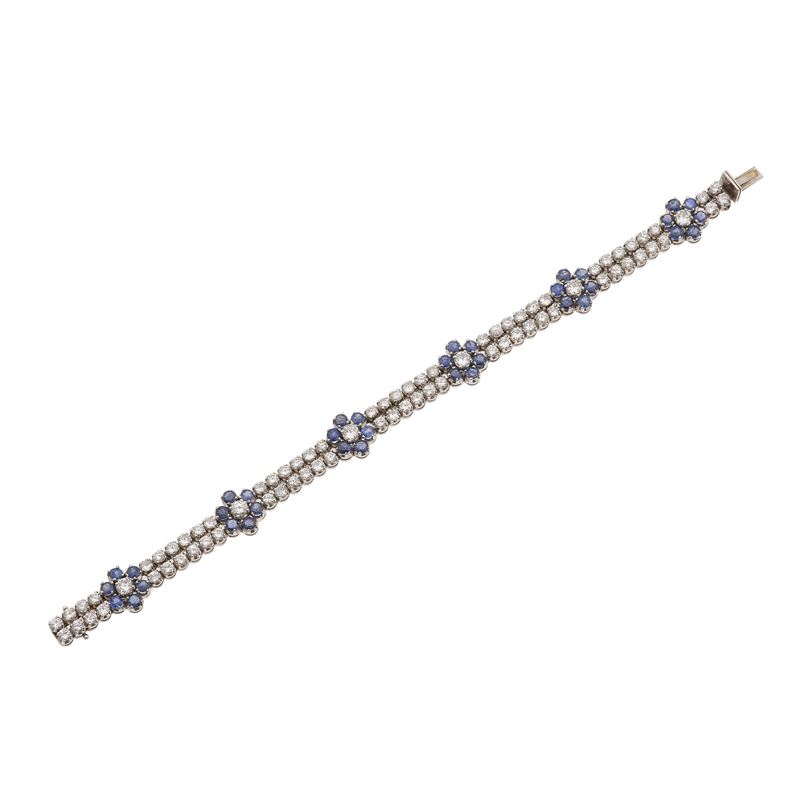 Bracciale con diamanti taglio brillante e zaffiri  - Asta Gioielli - Cambi Casa d'Aste