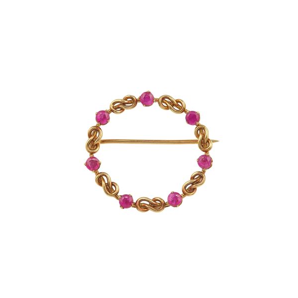 Ruby and gold brooch