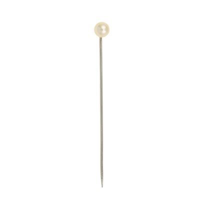 Spillone con perla naturale d’acqua salata, montatura in oro bianco 750/1000