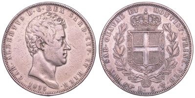 Regno di Sardegna, Carlo Alberto di Savoia, 5 Lire 1835 (Torino)