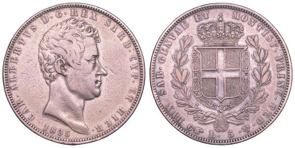 REGNO DI SARDEGNA. CARLO ALBERTO DI SAVOIA, 1831-1849. 5 Lire 1835. Torino.
