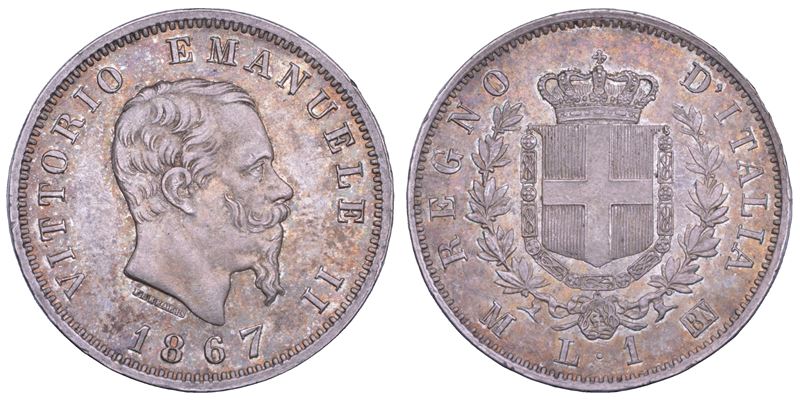 REGNO D'ITALIA. VITTORIO EMANUELE II DI SAVOIA, 1861-1878. Lira 1867. Milano.  - Asta Numismatica Light - Cambi Casa d'Aste