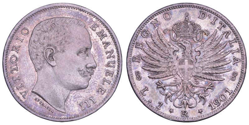 REGNO D'ITALIA. VITTORIO EMANUELE III DI SAVOIA, 1900-1946. Lira 1901. Aquila Sabauda.  - Auction Light Numismatics - Cambi Casa d'Aste