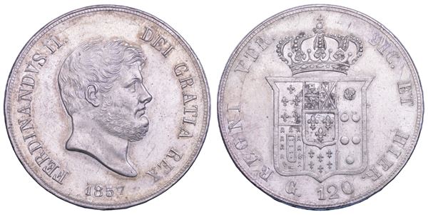NAPOLI. FERDINANDO II DI BORBONE, 1830-1859. Piastra da 120 Grana 1857.