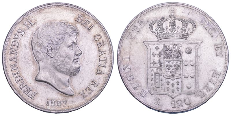 NAPOLI. FERDINANDO II DI BORBONE, 1830-1859. Piastra da 120 Grana 1857.  - Asta Numismatica Light - Cambi Casa d'Aste
