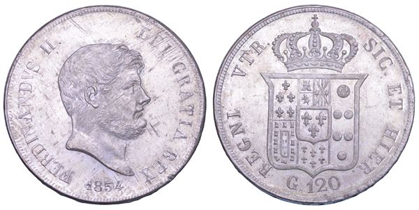 NAPOLI. FERDINANDO II DI BORBONE, 1830-1859 .Piastra da 120 Grana 1854.