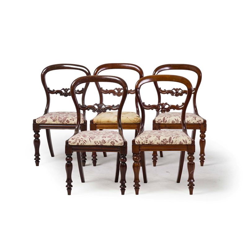 Cinque sedie Luigi Filippo. XIX secolo  - Asta Antiquariato - Cambi Casa d'Aste