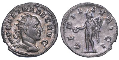 Traiano Decio, Antoniniano: busto radiato e paludato, Genio stante (Roma)