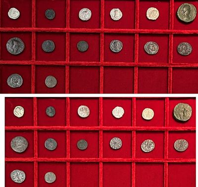 Monetazione dell’Impero Romano (I–IV secolo), lotto di quattordici monete in argento e rame