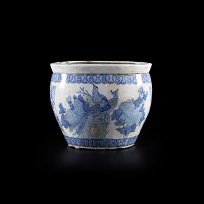 Grande vaso, porcellana bianco e blu, Cina, XX secolo