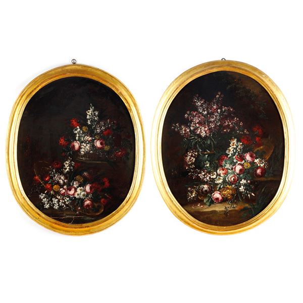 Giuseppe Volò detto Giuseppe Vincenzino (attivo a Milano durante la seconda metà del XVII secolo) - Nature morte con trionfi di fiori