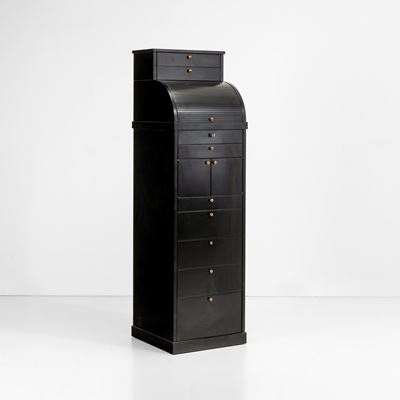 Mobile secretaire mod. Carteggio, legno laccato e ottone