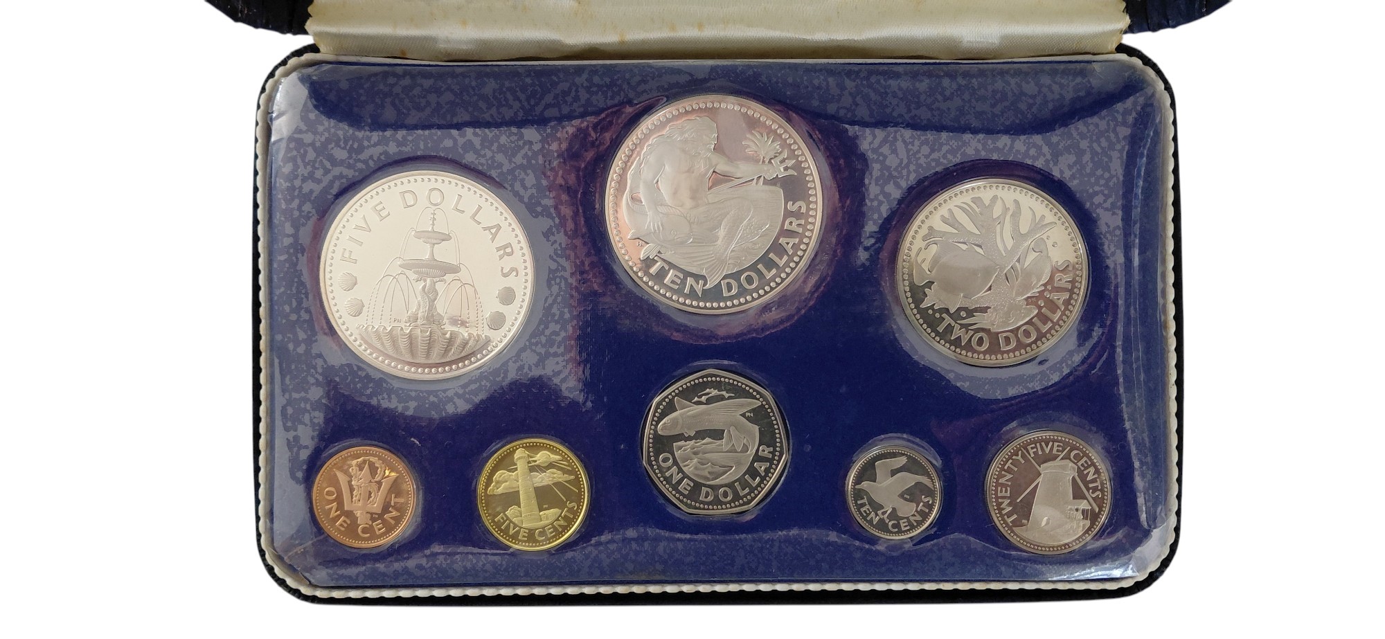 Barbados, 1973, Divisionale in dollari (Fondo Specchio, Proof - PP) con 8 monete