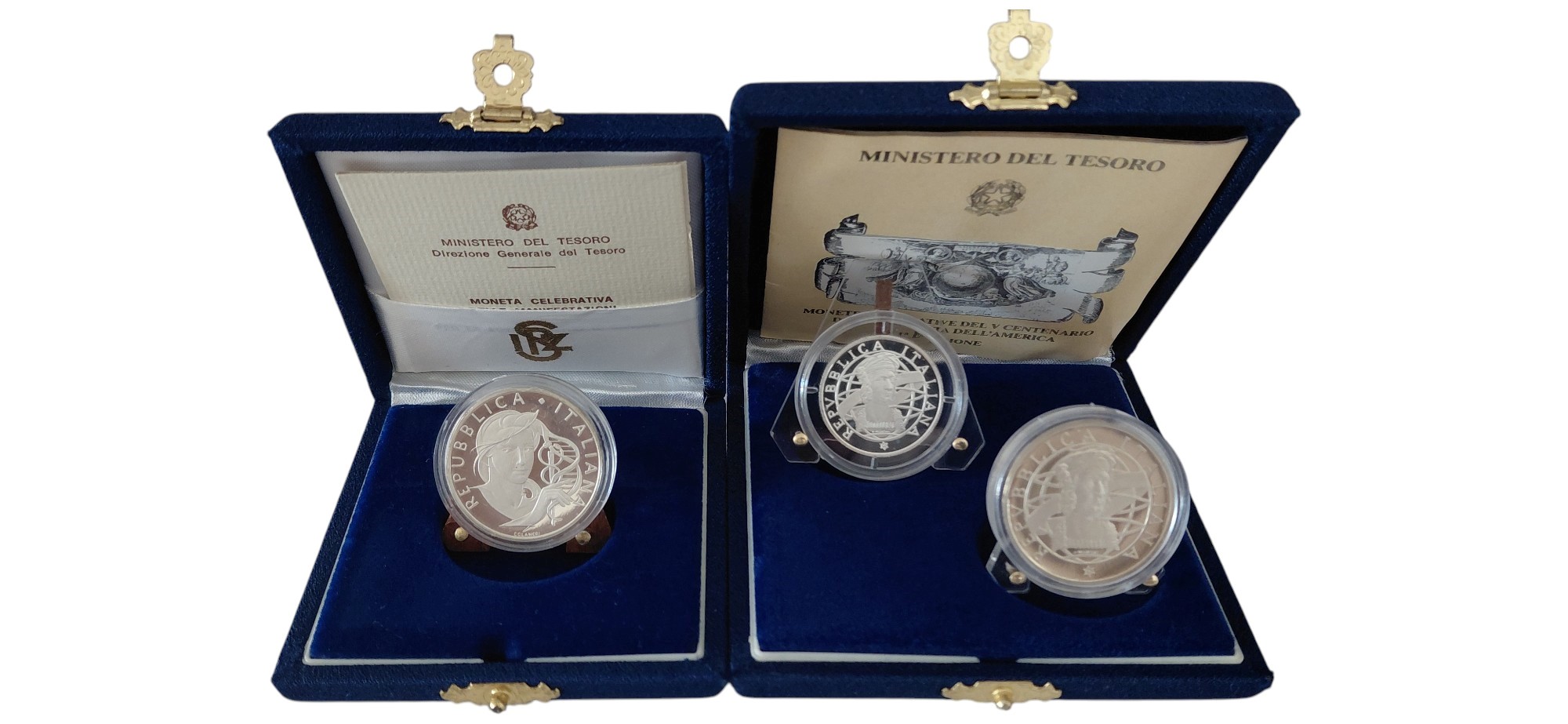 Italia, 1989, collezione di monete commemorative in argento 835‰ (2 confezioni)
