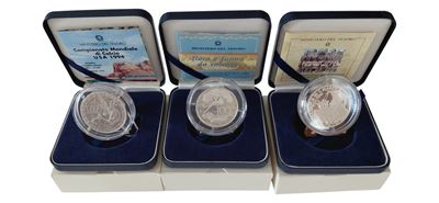 Italia, 1994, serie di monete in argento 835‰ Fondo Specchio (Proof) con astucci e foglietti desc...