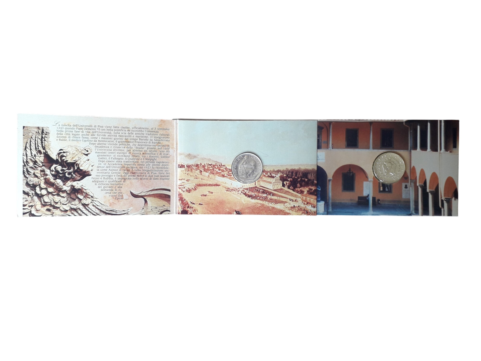 Università di Pisa, Anniversario 650 anni, Italia 1993 (fondo di conio, 2 x 500 Lire)