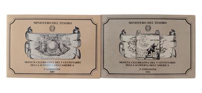 Italia, V Centenario della Scoperta dell'America (1989-1991) – Dittico filatelico-numismatico con...