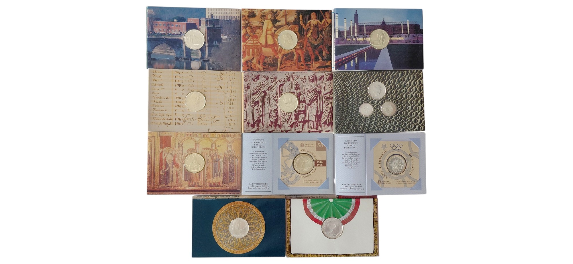 Italia, 1991-1997. Serie di monete commemorative in Lire d’argento 835‰, Fondo di COnio