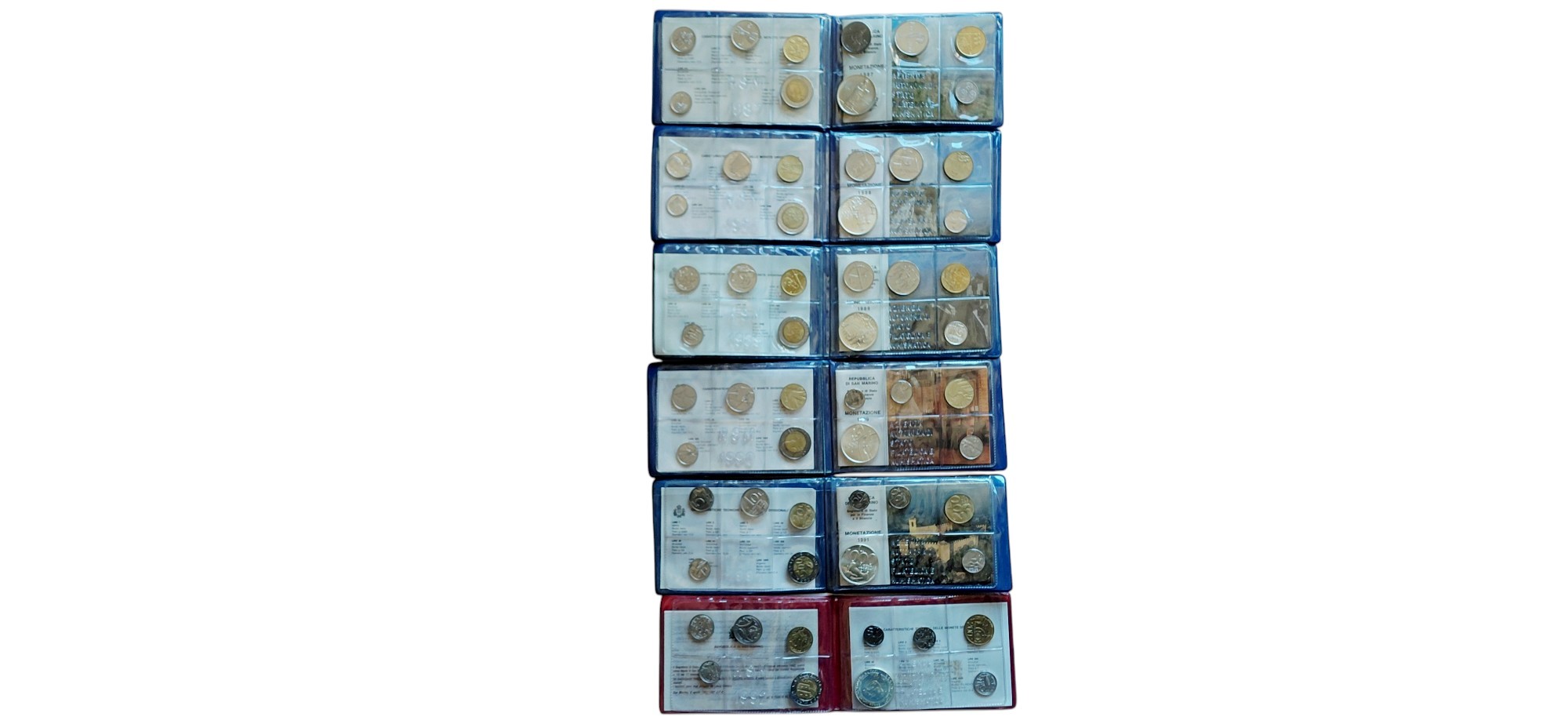 San Marino, 1987-1992. Serie di 6 divisioni FdC con 1.000 lire in argento 835‰