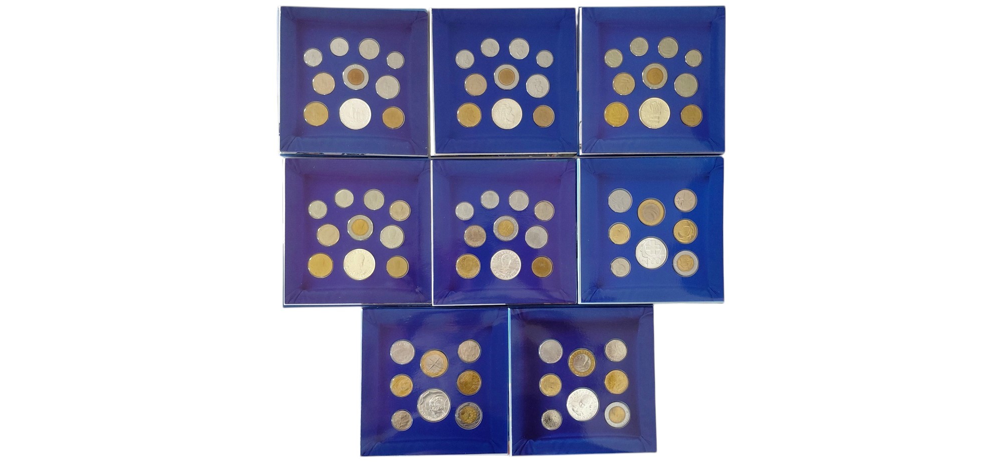San Marino, divisionali FdC in argento (8 pezzi): 1000 e 5000 Lire, 1993–2000