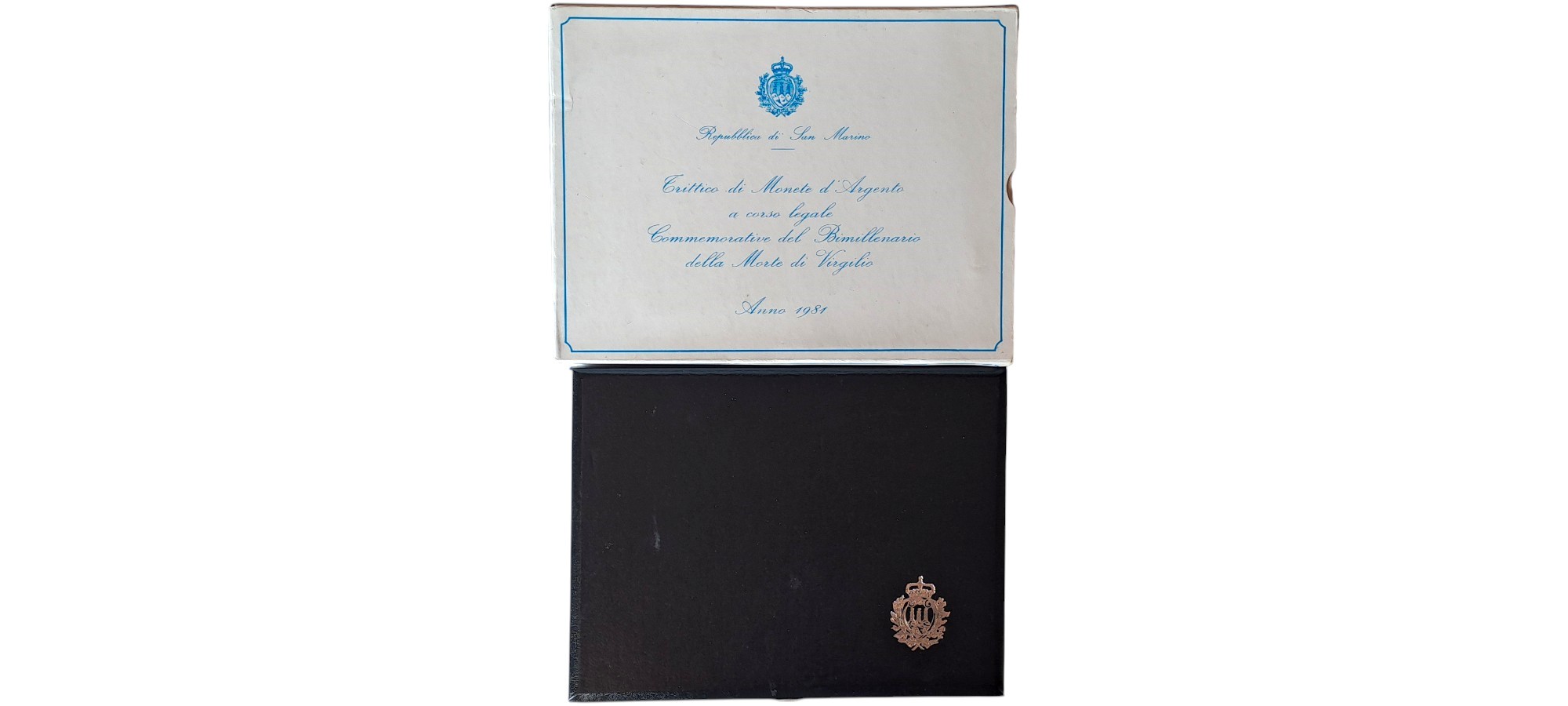San Marino, 1981, Set celebrativo del bimillenario della morte di Virgilio, 3 monete in argento F...