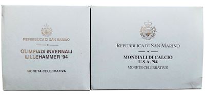 San Marino, set di monete celebrative (Fondo Specchio proof) in argento, 1994