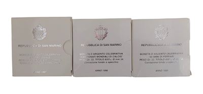 San Marino, Serie commemorativa in argento 835‰ “Fondo Specchio” (Proof), 10.000 Lire 1997–1998