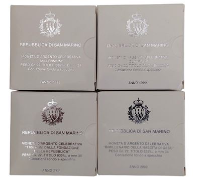 Repubblica di San Marino, 1999-2000. Serie di 4 monete da 10.000 Lire in argento Fondo Specchio (...