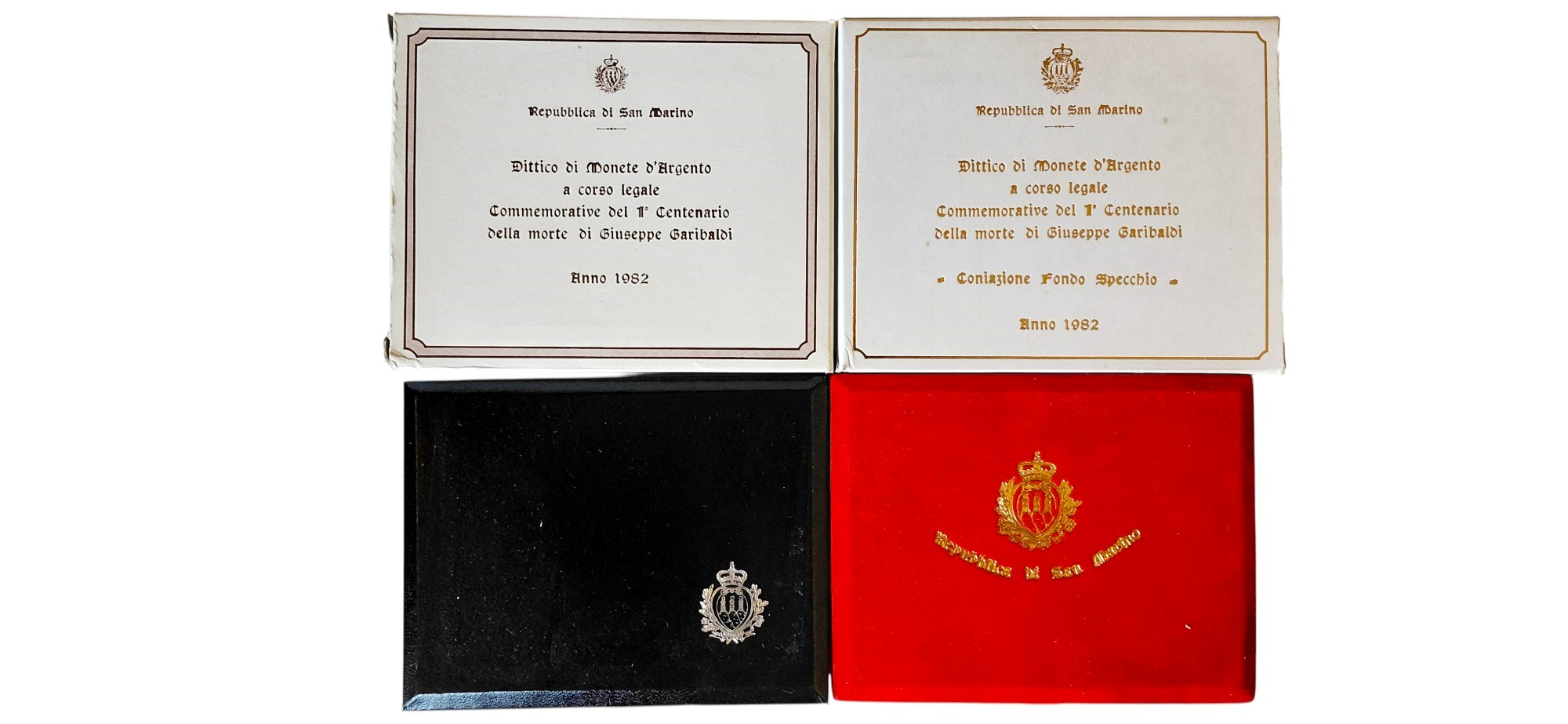 San Marino, 1982. Dittici commemorativi per il I centenario della morte di Giuseppe Garibaldi: 2×...