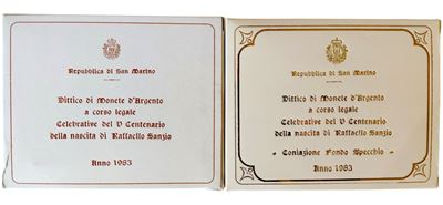 San Marino, 1983, dittici celebrativi “V centenario della nascita di Raffaele Sanzio”, quattro mo...
