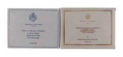 San Marino, XXV Olimpiade di Barcellona (1991) – dittici celebrativi con 4 monete in argento 835‰
