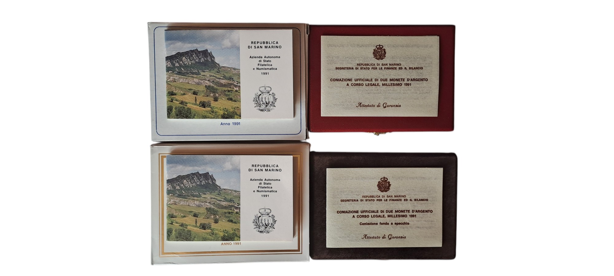 San Marino, XXV Olimpiade di Barcellona (1991) – dittici celebrativi con 4 monete in argento 835‰
