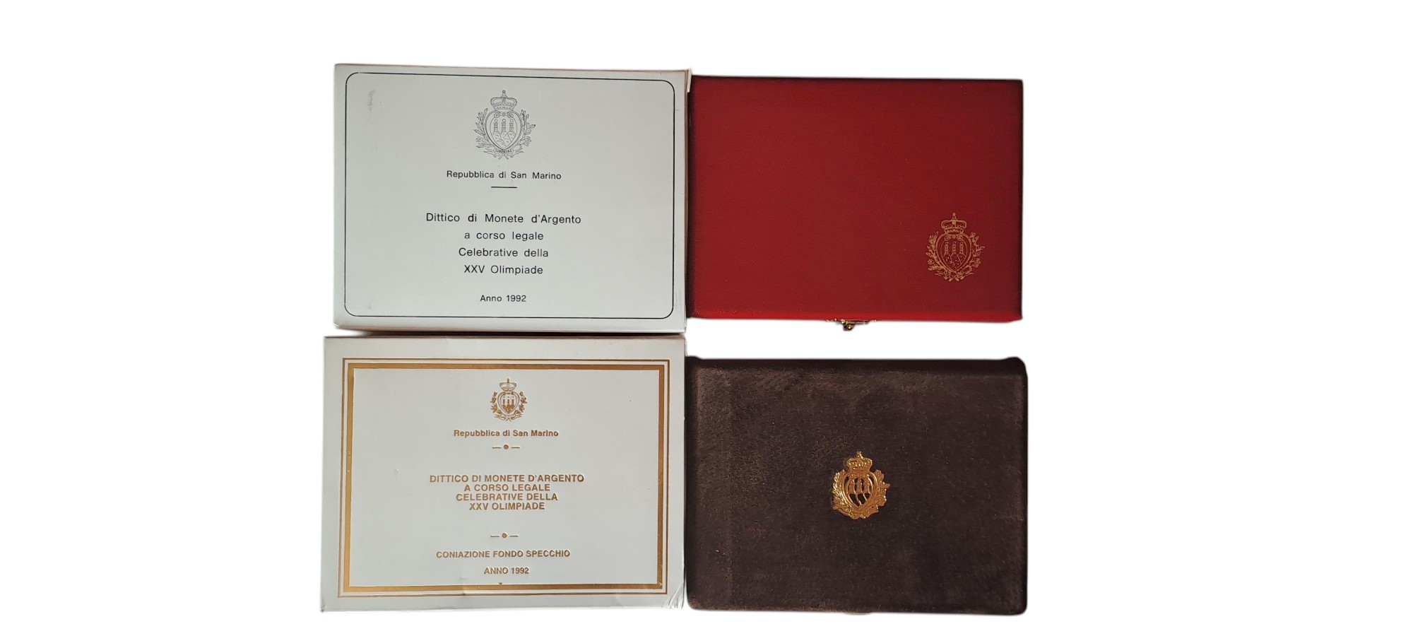 San Marino, XXV Olimpiade (1992), dittici celebrativi con quattro monete in argento (835‰)