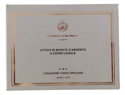 San Marino, Dittico celebrativo “Mondo Animale in Pericolo”, due monete in argento Fondo Specchio...