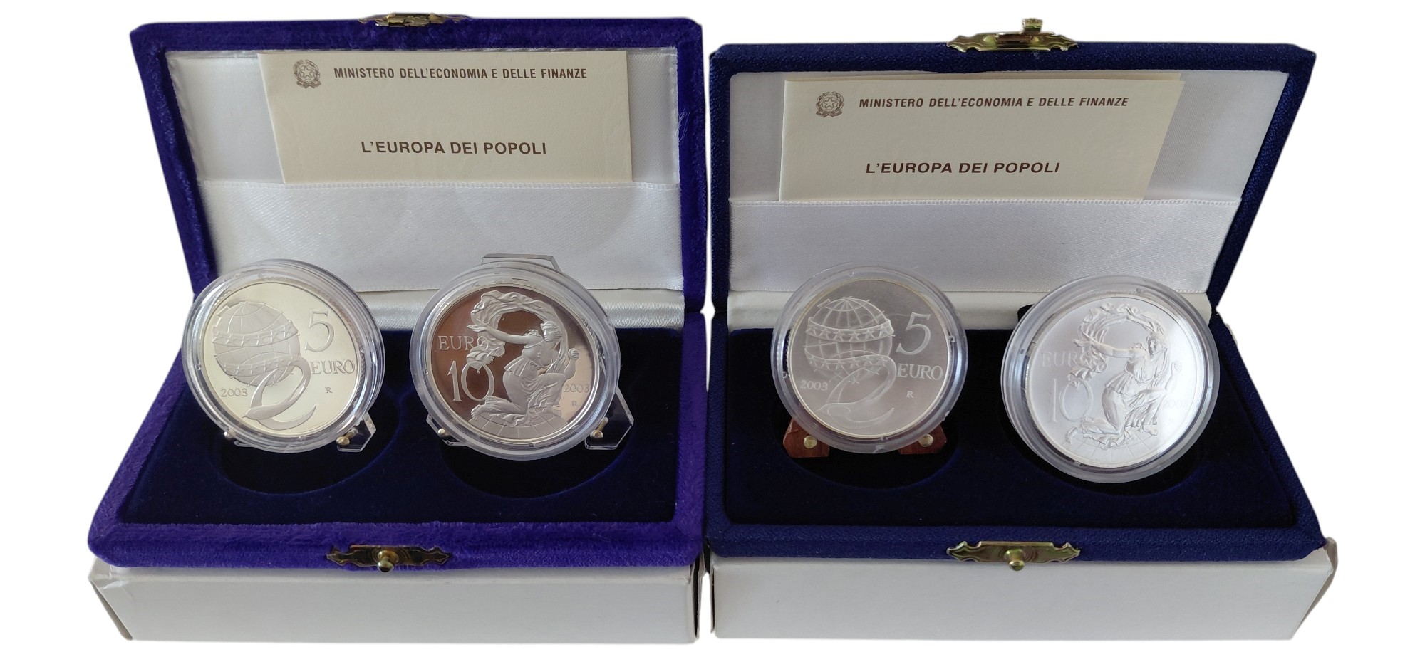 Italia, 2003. Coppia di monete da 10 Euro commemorative in argento 925‰