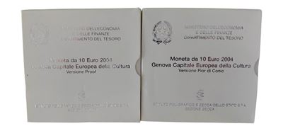 Italia, 2004, serie commemorativa "Genova Capitale Europea della Cultura" — monete da 10 Euro in ...