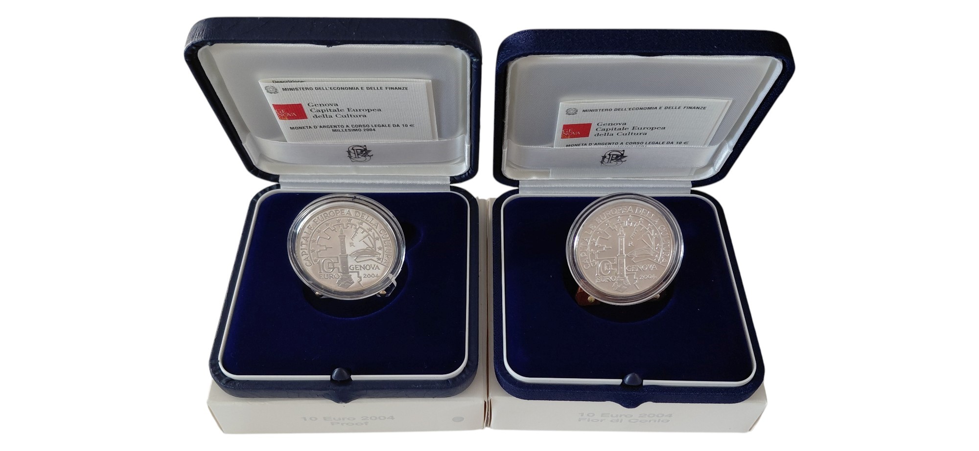 Italia, 2004, serie commemorativa "Genova Capitale Europea della Cultura" — monete da 10 Euro in ...
