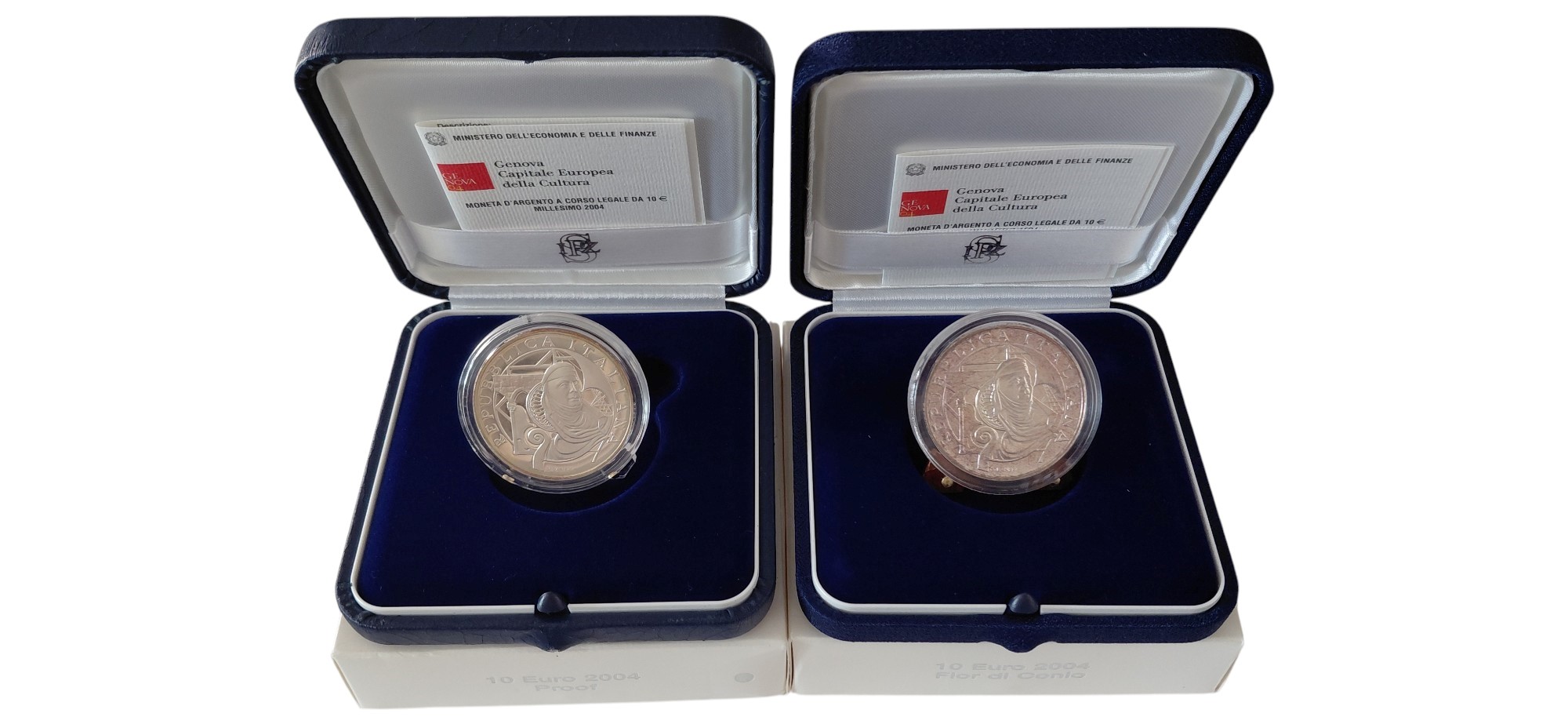 Italia, 2004, serie commemorativa "Genova Capitale Europea della Cultura" — monete da 10 Euro in ...