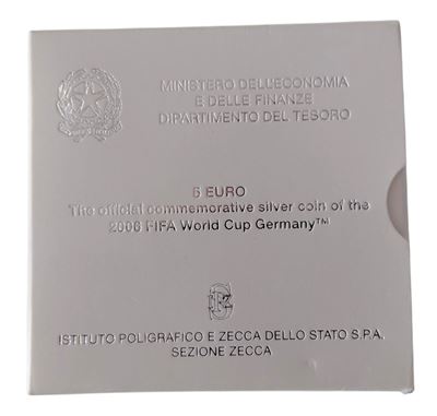 Italia, 2004, Moneta da cinque euro in argento 925‰, Fondo Specchio (Proof - PP) “Mondiali di Cal...