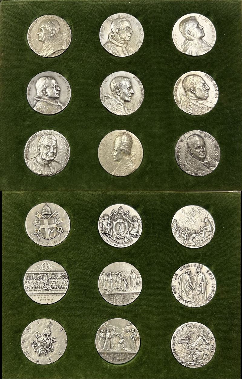 VATICANO. Lotto di nove medaglie in argento.  - Auction Light Numismatics - Cambi Casa d'Aste