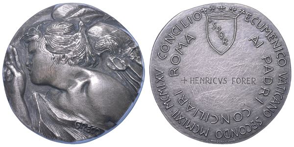 VATICANO. CONCILIO VATICANO II. Medaglia in argento ai Padri Conciliari 1962-1965.