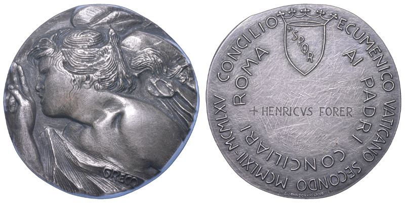VATICANO. CONCILIO VATICANO II. Medaglia in argento ai Padri Conciliari 1962-1965.  - Asta Numismatica Light - Cambi Casa d'Aste